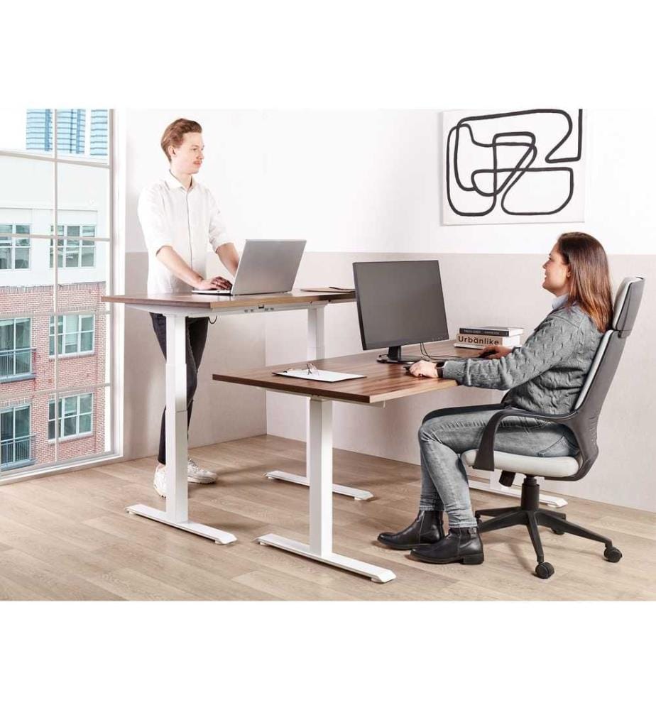 Bureau réglable en hauteur électriquement DESTINES Marron/blanc 120 cm 72 cm