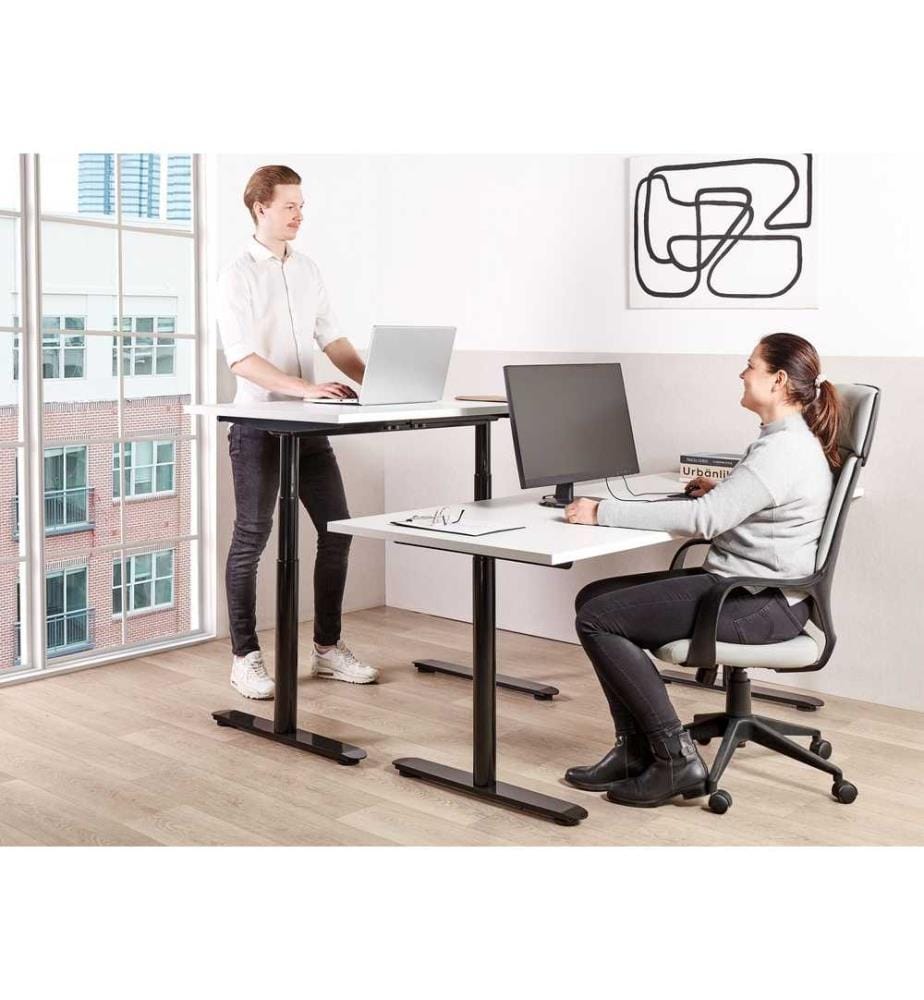 Bureau réglable en hauteur électriquement DESTINAS Blanc/noir 180 cm 80 cm