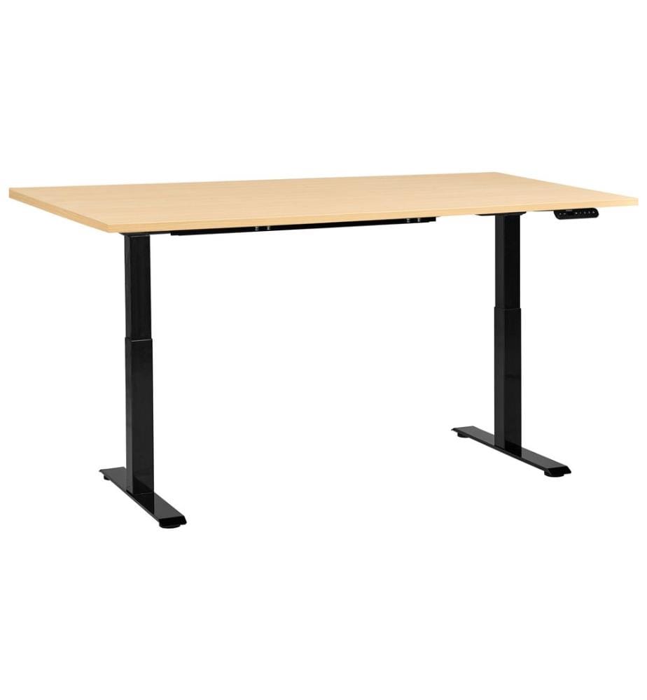 Bureau réglable en hauteur électriquement DESTINES Noir/marron clair 160 cm 72 cm
