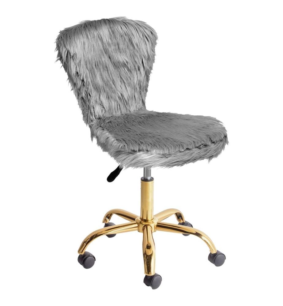 Chaise de bureau MARGATE Fourrure synthétique Gris