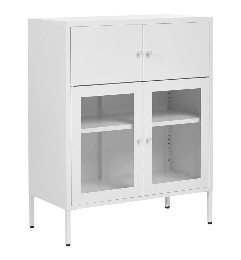 Buffet avec vitrine en verre ESHOLT Métal 80 cm Blanc