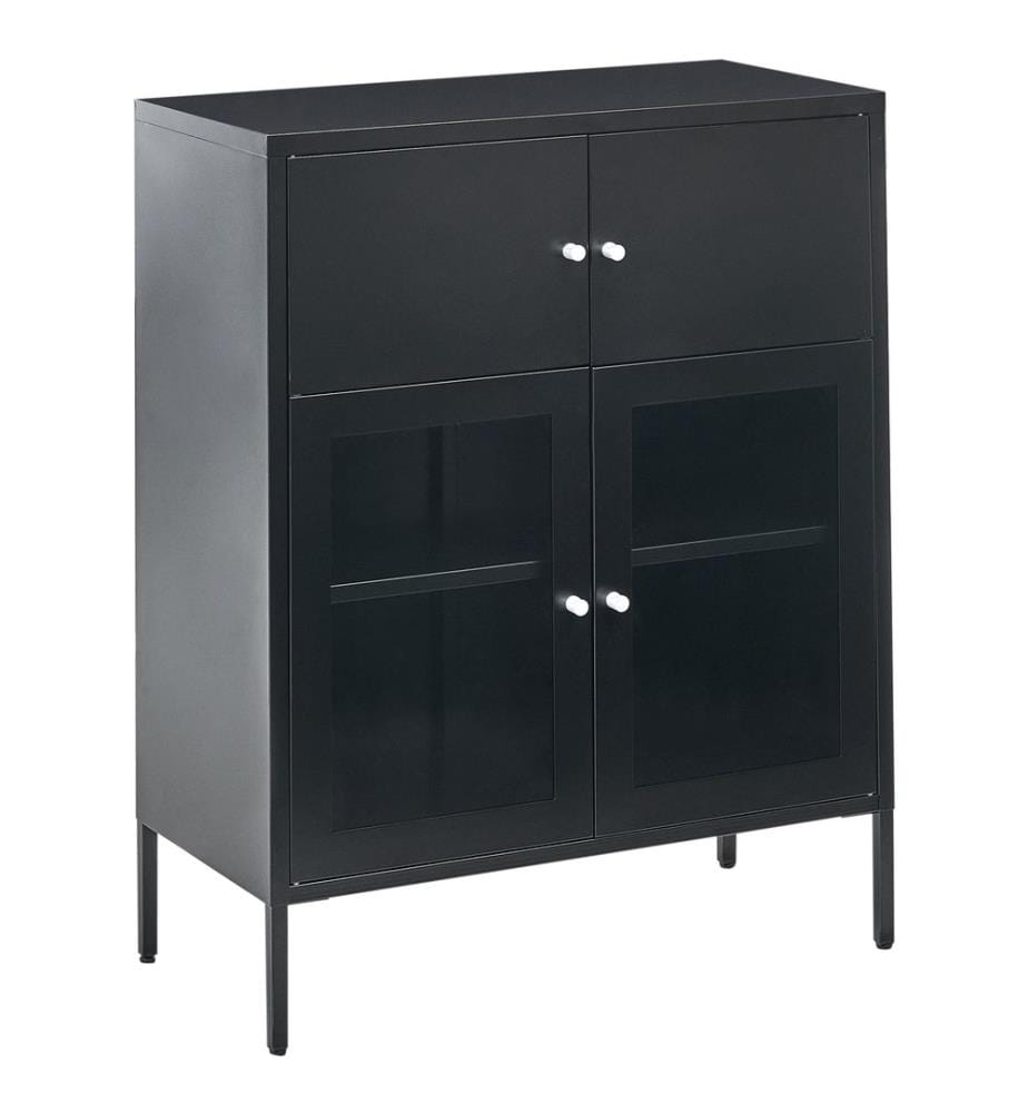 Buffet avec vitrine en verre ESHOLT Métal 80 cm Noir