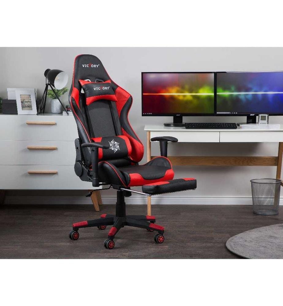 Siège de gaming VICTORY Cuir PU Rouge