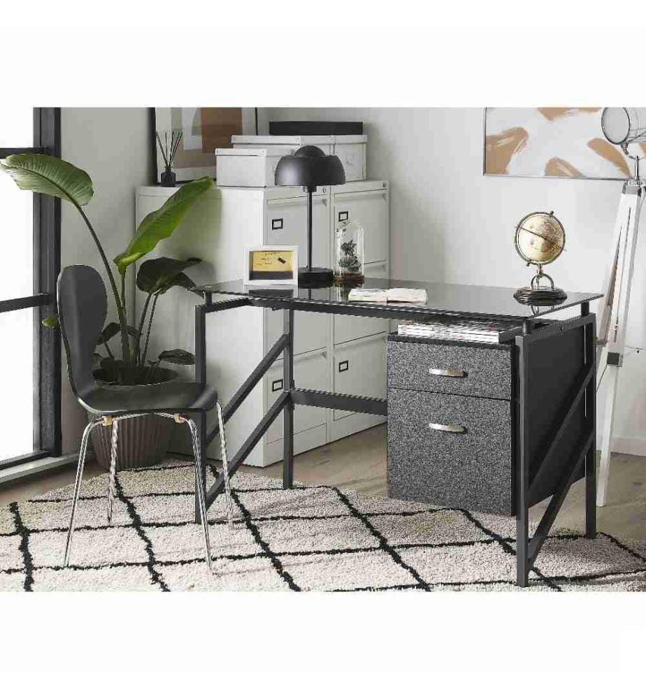 Table de bureau MORITON Noir 117 cm 57 cm avec rangement