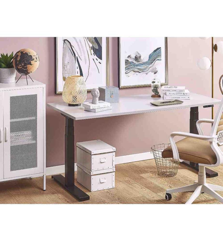 Bureau réglable en hauteur électriquement DESTIN II Gris/noir 130 cm 72 cm
