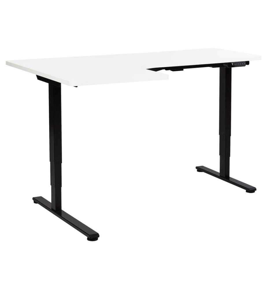 Bureau d'angle réglable électriquement DESTINES Blanc/noir 160 cm 109 cm Côté gauche