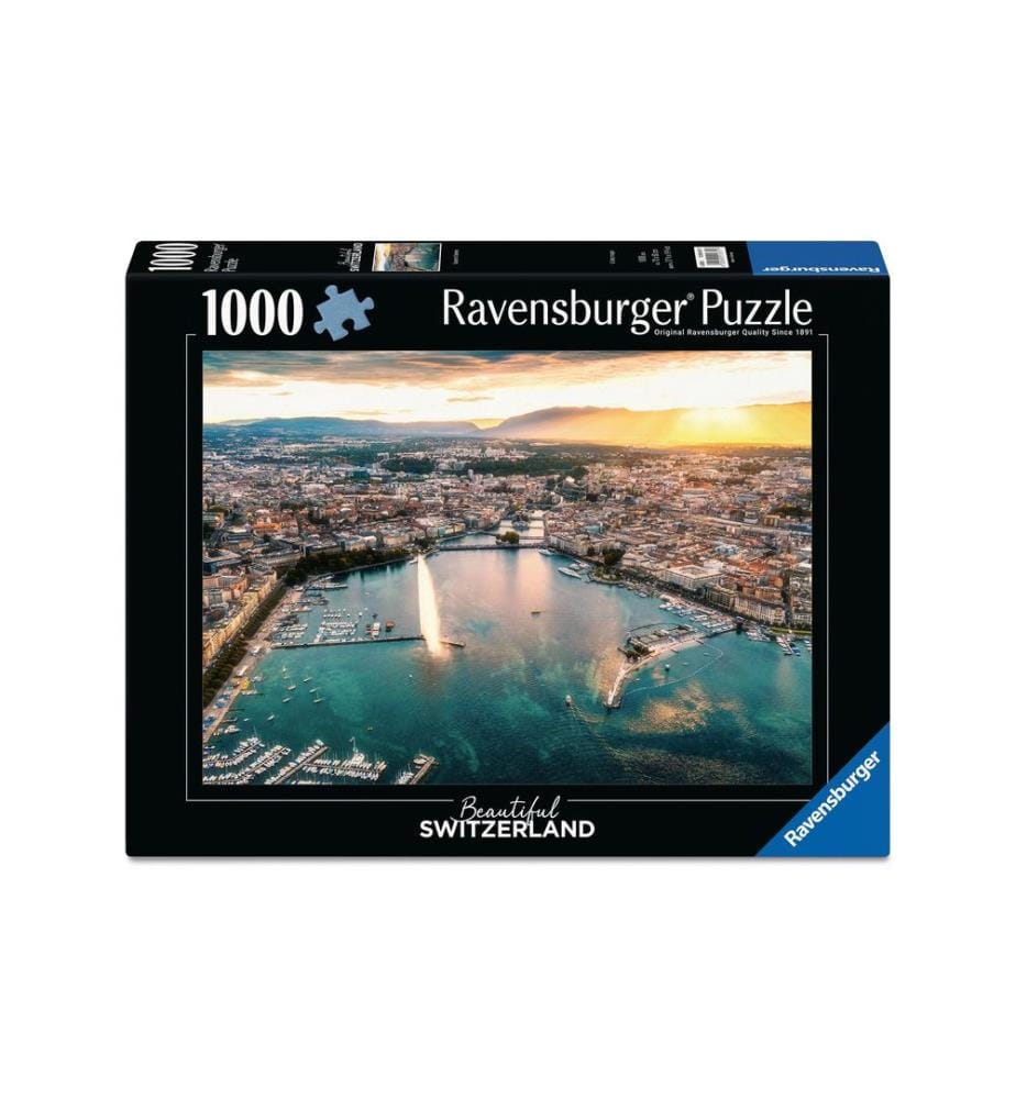 RAVENSBURGER - Puzzle Coucher de soleil à Genève Beautiful Switzerland, 1000