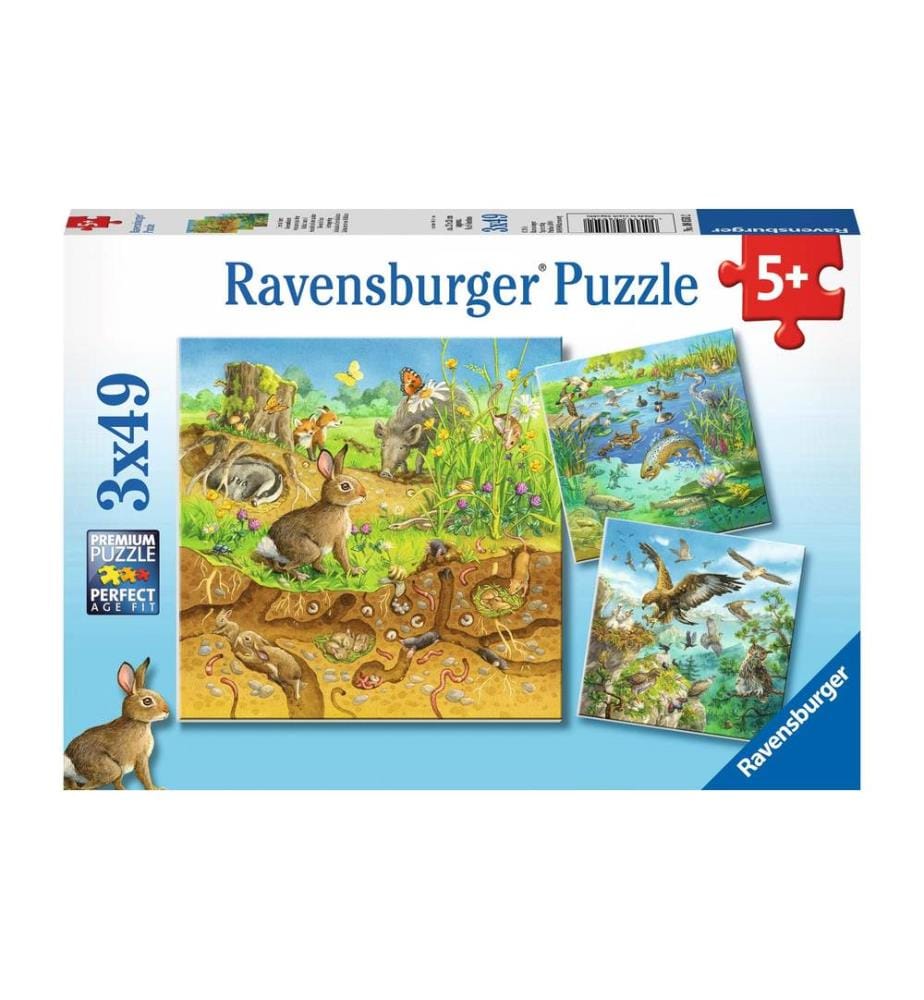Ravensburger Puzzle Les animaux dans leur habitat 3 x 49 pièces
