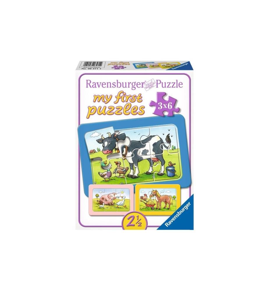 Ravensburger Puzzle Bons amis des animaux 3 x 6 pièces