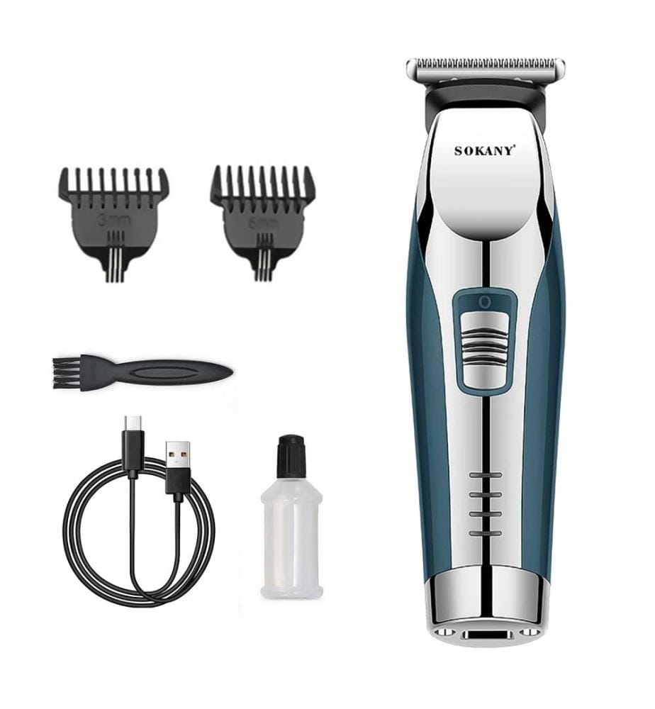 Tondeuse rechargeable pour cheveux et barbe Design ergonomique - Bleu
