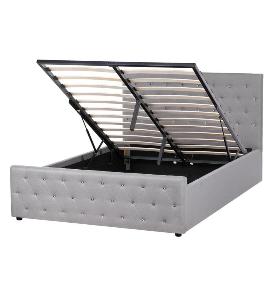 Lit ottoman Tissu AMIENS 140 x 200 cm Gris clair