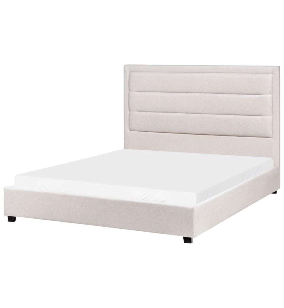 Lit avec sommier Tissu ROUEN 140 x 200 cm Beige clair