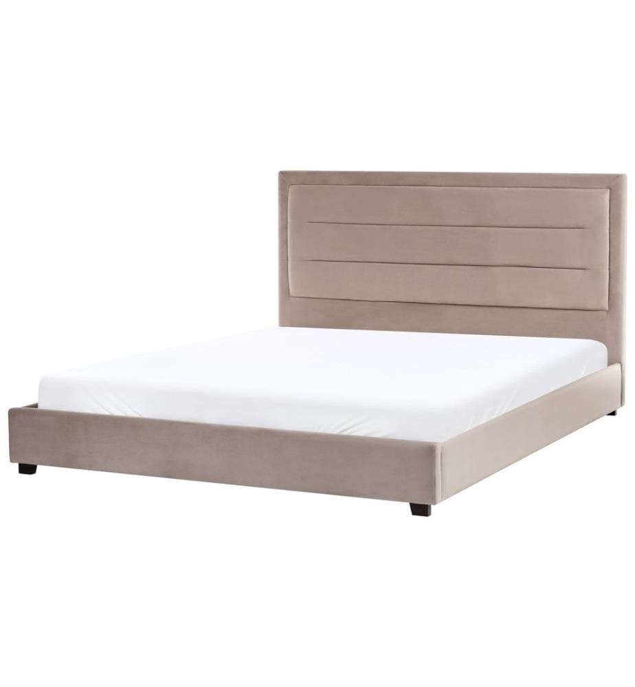 Lit avec sommier Velours ROUEN 180 x 200 cm Taupe