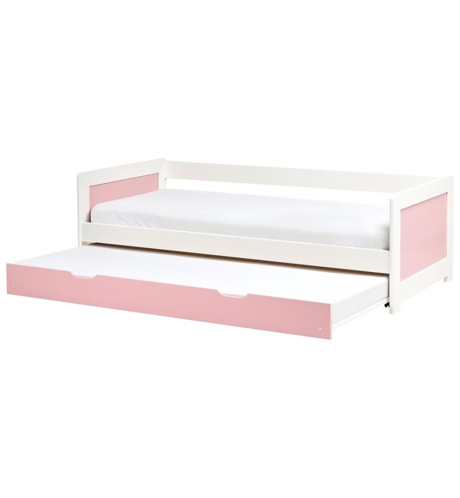 Lit gigogne Bois de pin GRAVELINES 90 x 200 cm Rose