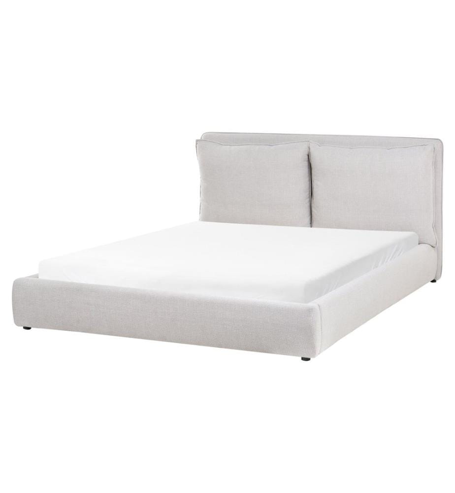 Lit avec sommier Tissu BAJONNA 160 x 200 cm Gris clair