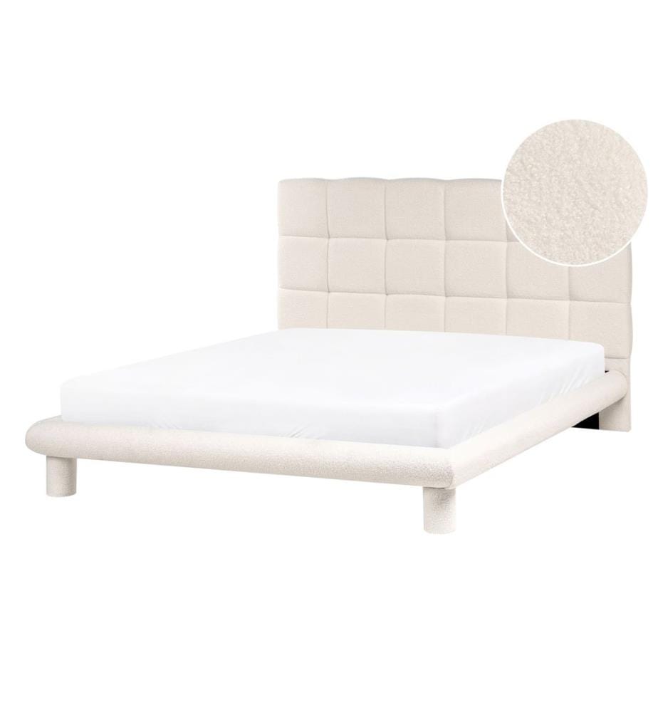 Lit avec sommier Bouclé CRESSAT 140 x 200 cm Blanc cassé