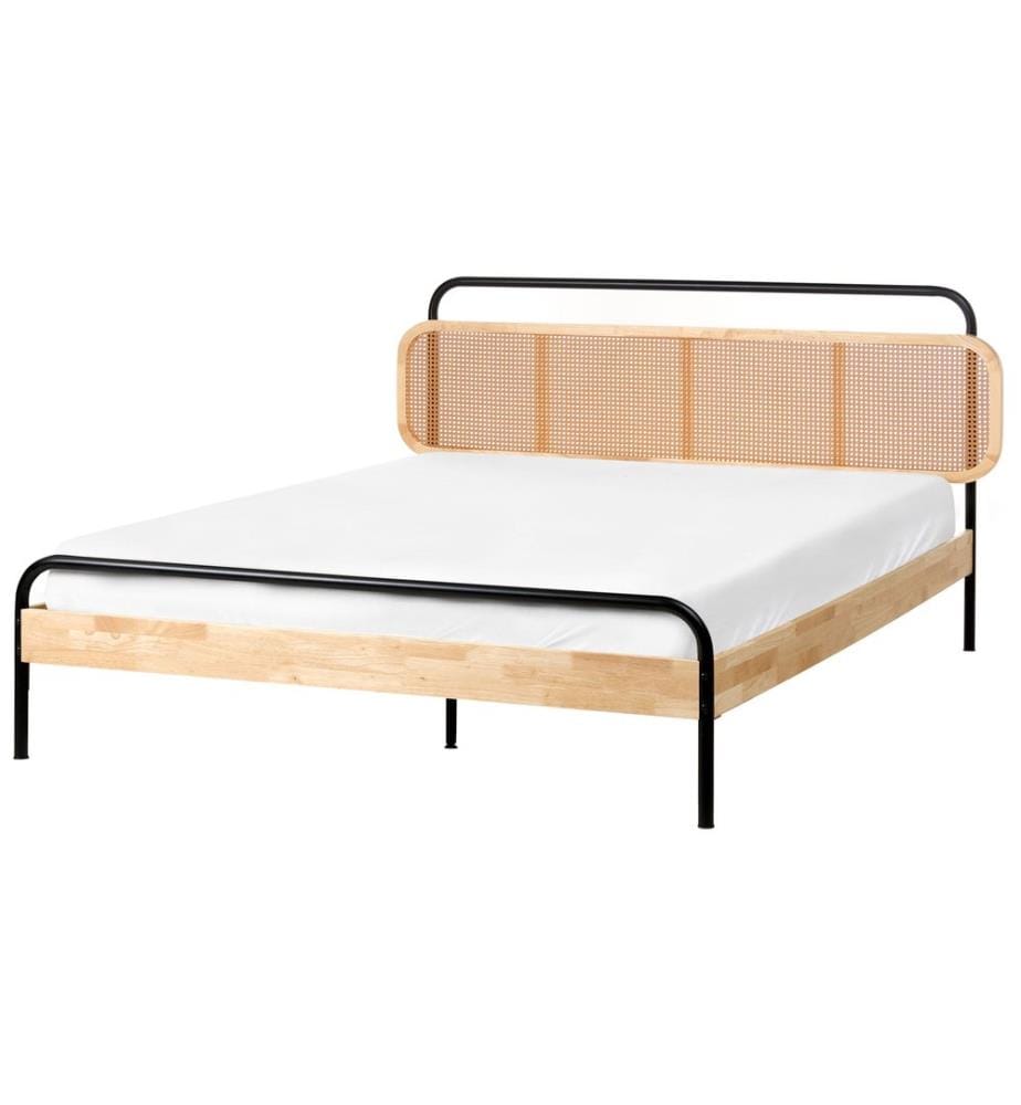 Lit avec sommier Rotin BOUSSICOURT 160 x 200 cm Marron clair