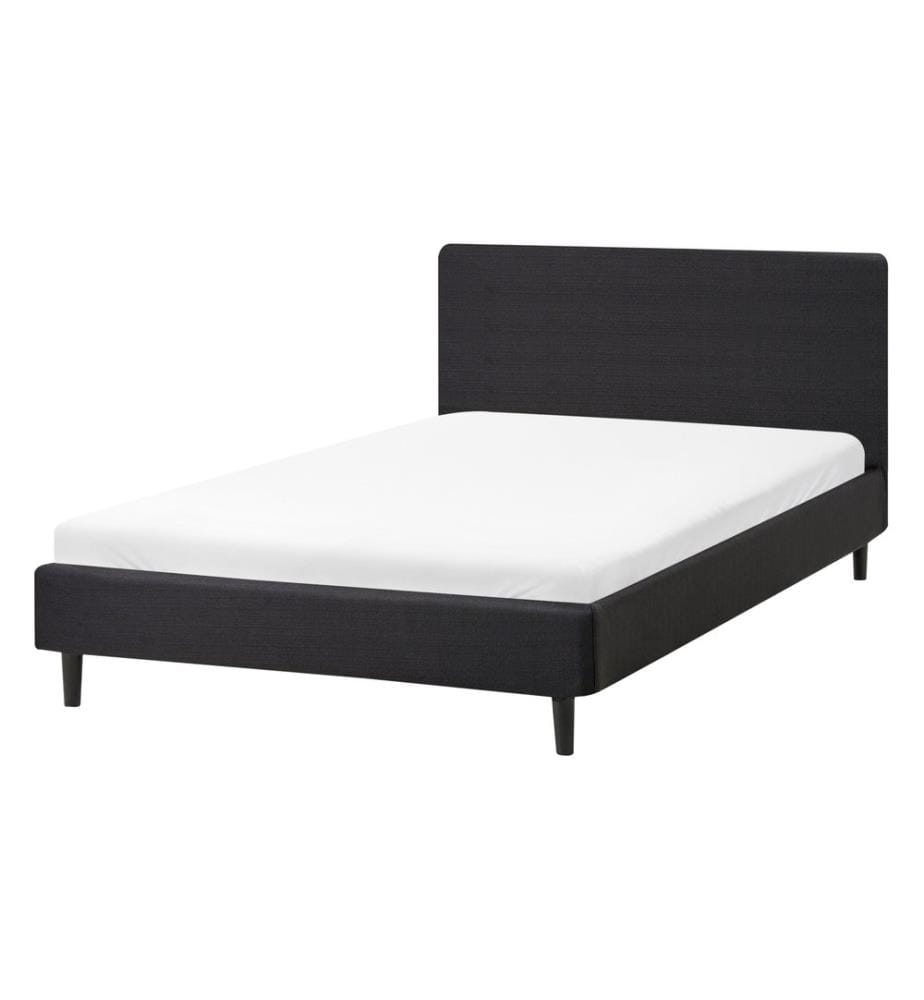 Lit avec sommier Tissu FITOU 120 x 200 cm Noir