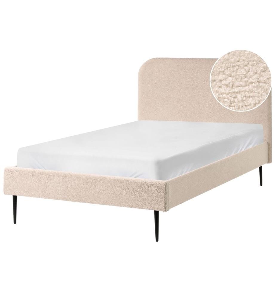 Lit avec sommier Bouclé FLAYAT 120 x 200 cm Beige clair