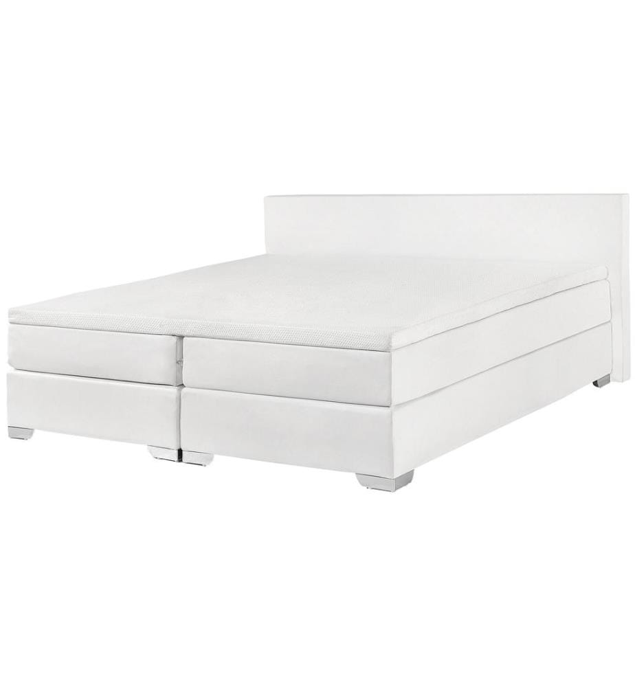 Lit Boxspring Cuir PU PRESIDENT 180 x 200 cm Blanc