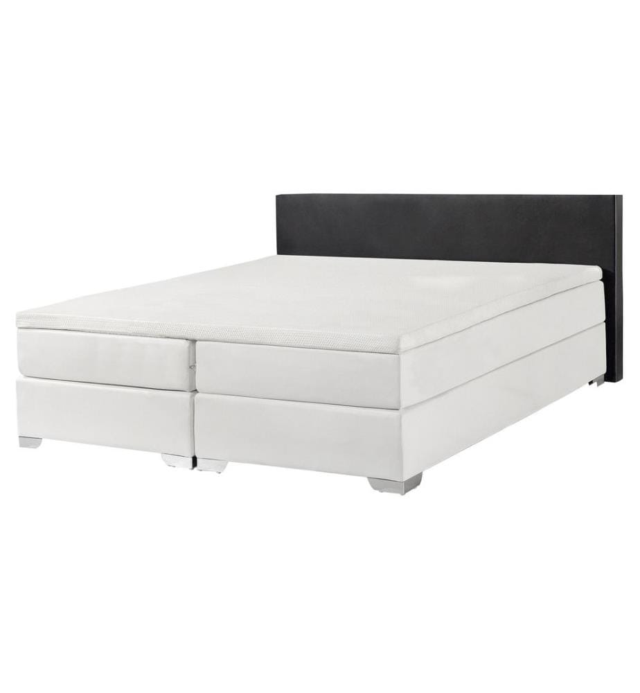 Lit Boxspring Cuir PU PRESIDENT 160 x 200 cm Noir/blanc