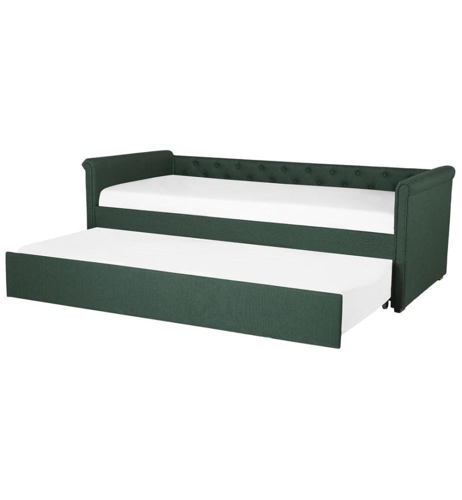 Lit gigogne Tissu LIBOURNE 90 x 200 cm Vert foncé
