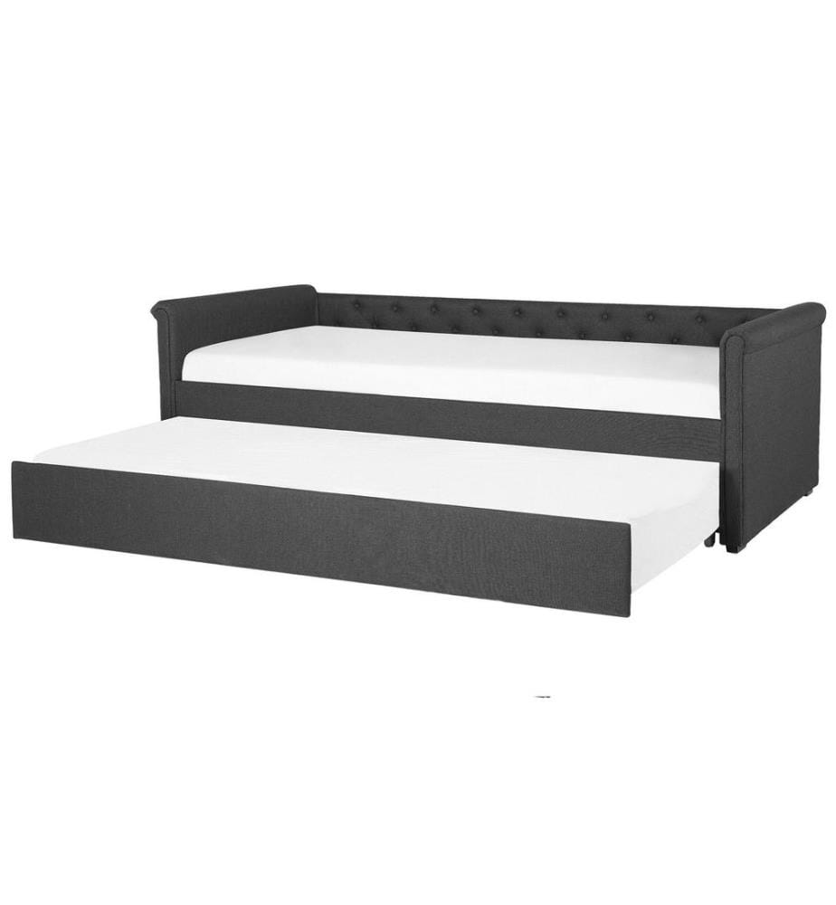 Lit gigogne Tissu LIBOURNE 80 x 200 cm Gris foncé