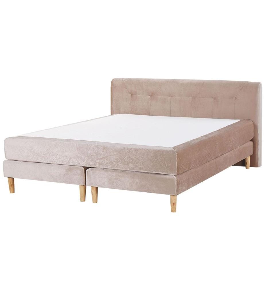 Lit Boxspring Velours MARQUISE 180 x 200 cm Beige