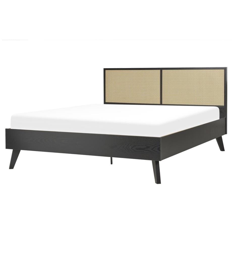 Lit avec sommier Rotin MONPAZIER 160 x 200 cm Noir