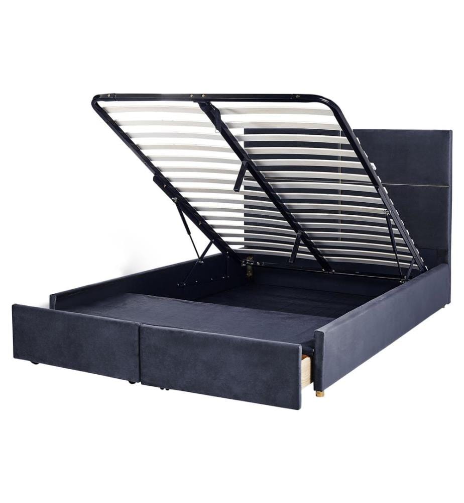 Lit ottoman Velours VERNOYES 160 x 200 cm Noir