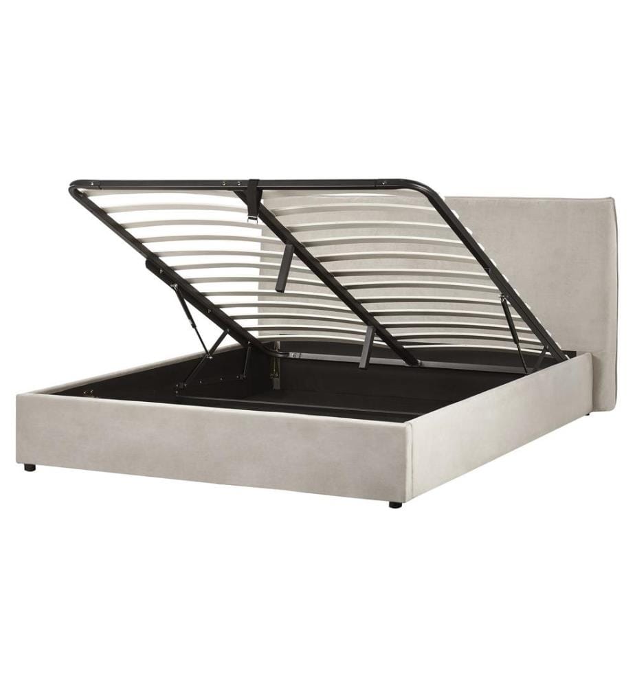Lit ottoman Velours LAVAUR 160 x 200 cm Taupe