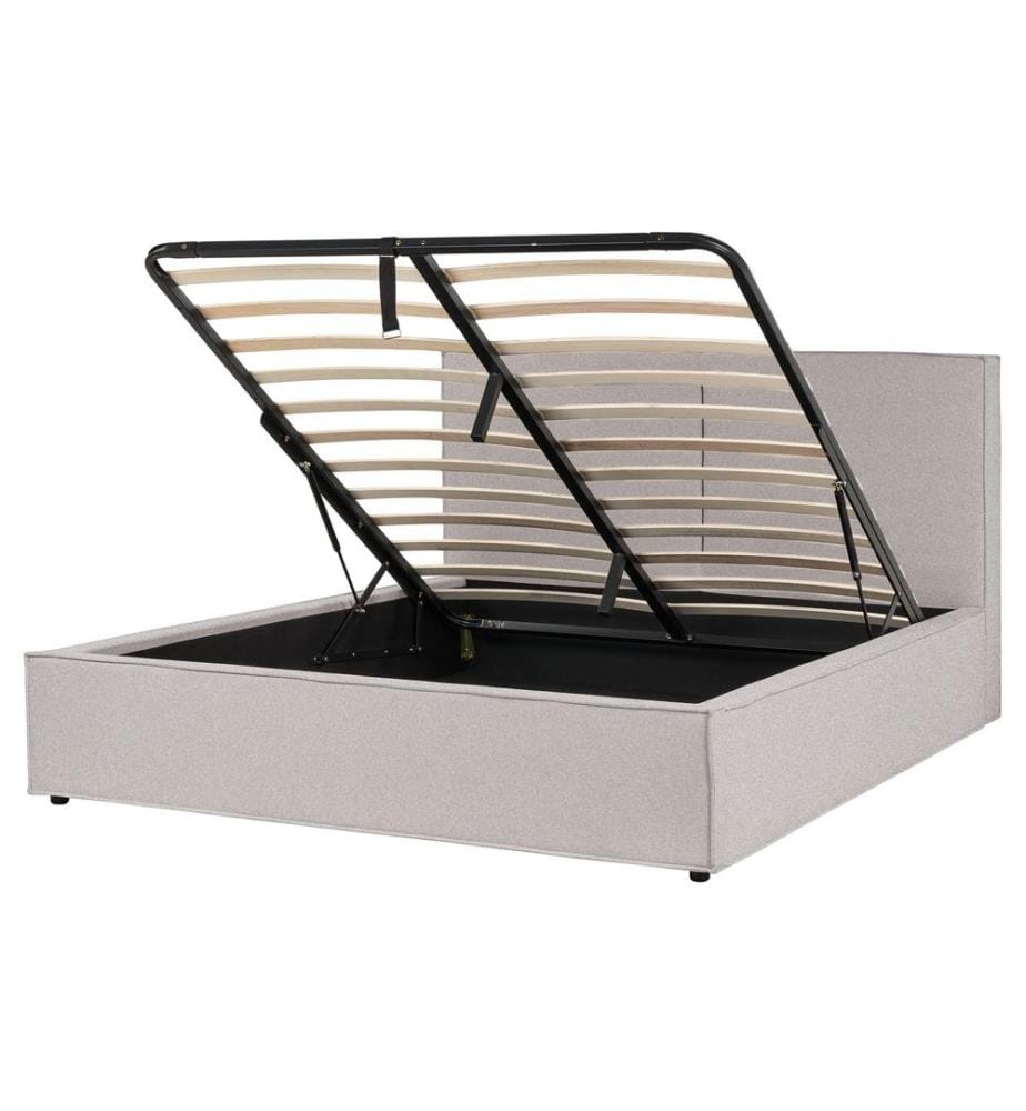 Lit ottoman Tissu MOISSAC 160 x 200 cm Gris clair