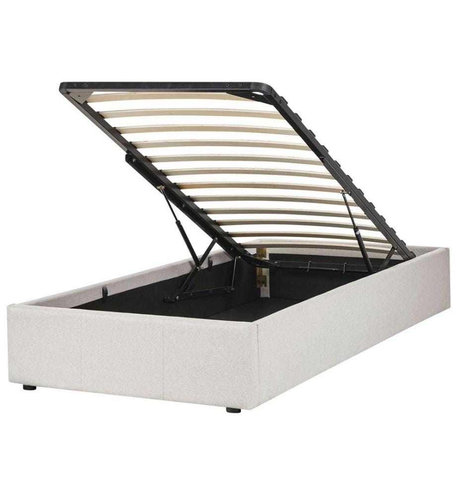 Lit ottoman sans tête de lit Tissu DINAN 90 x 200 cm Beige clair