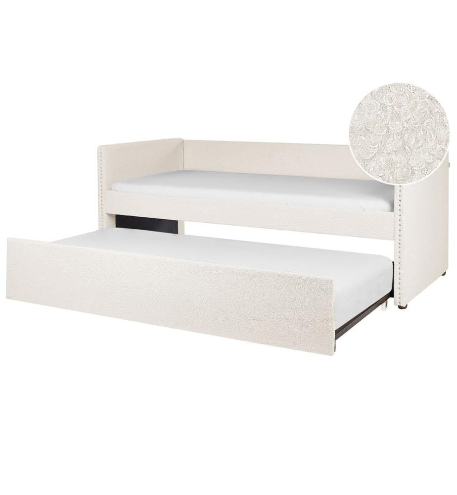 Lit gigogne Bouclé TROYES 90 x 200 cm Beige clair