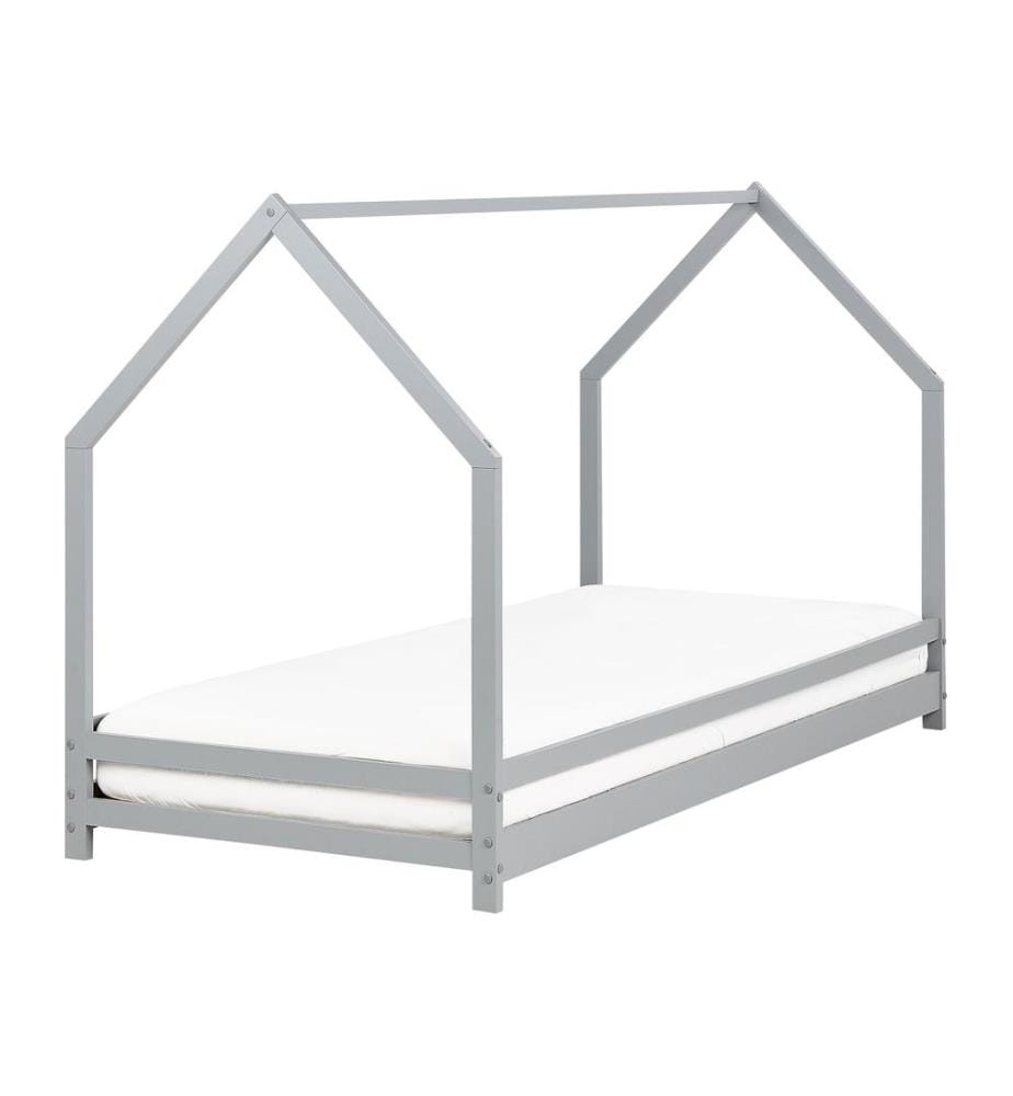 Lit d'enfant Maison Bois de pin APPY 90 x 200 cm Gris