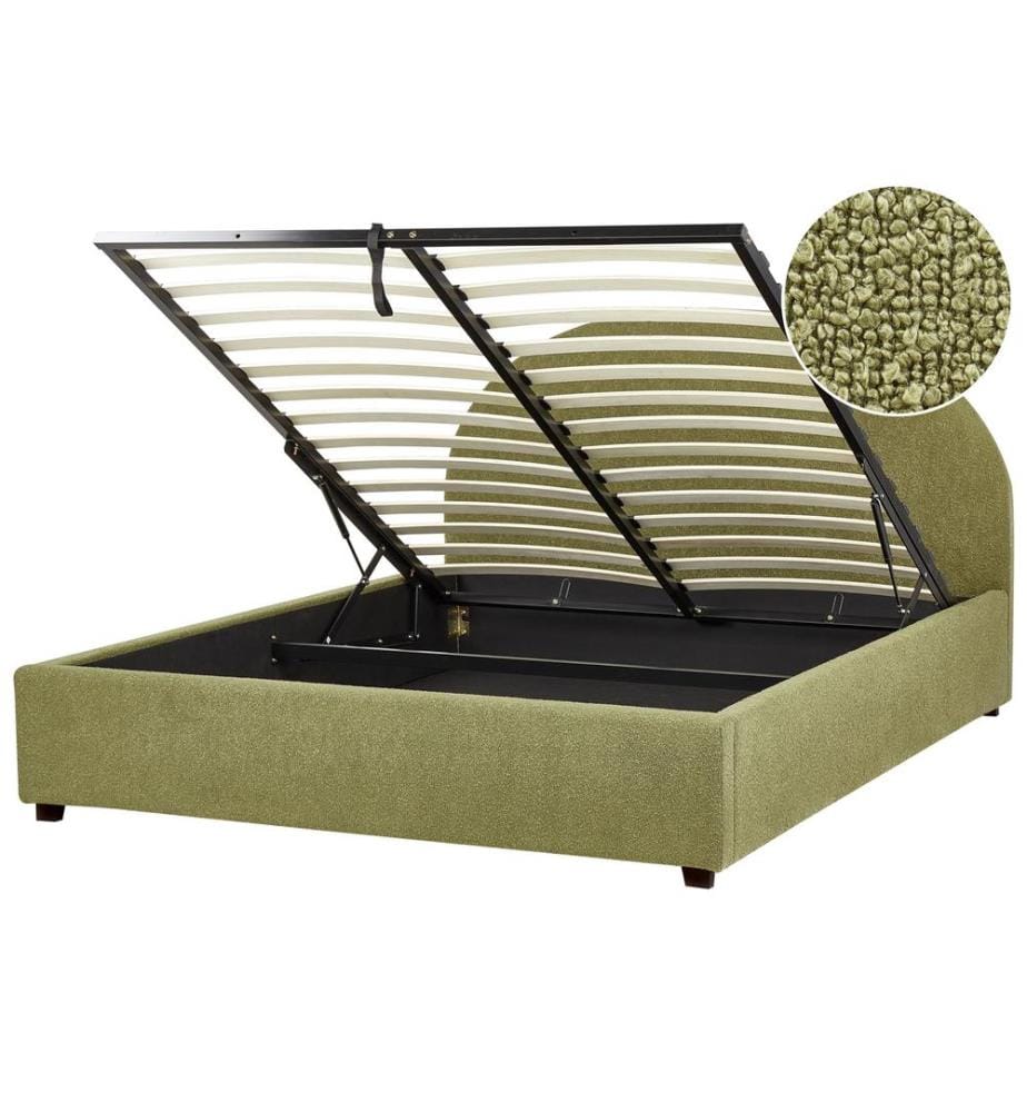 Lit ottoman Bouclé VAUCLUSE 160 x 200 cm Vert clair