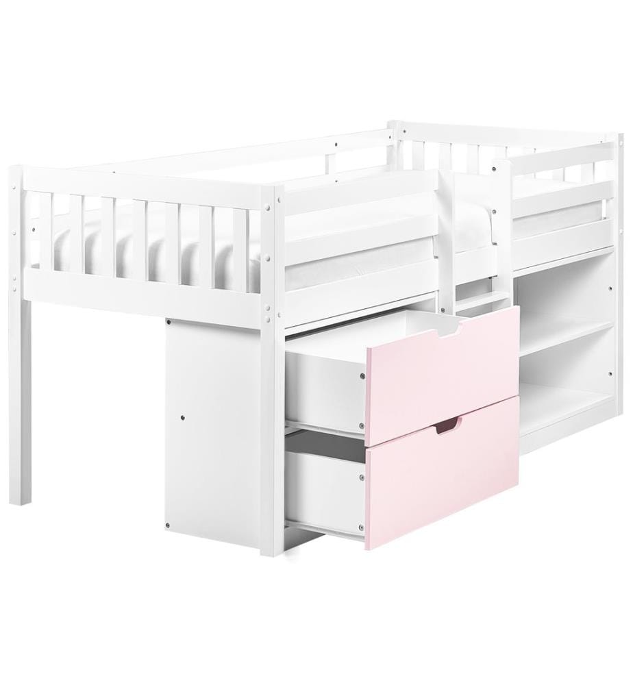 Lit à mit-hauteur Bois SUSVILLE 90 x 200 cm Rose