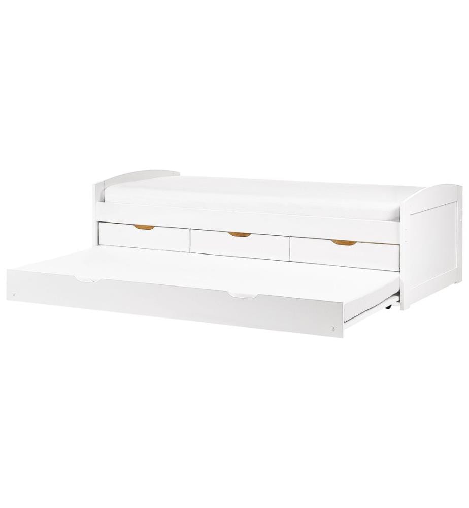Lit gigogne Bois de pin PETIVILLE 90 x 200 cm Blanc