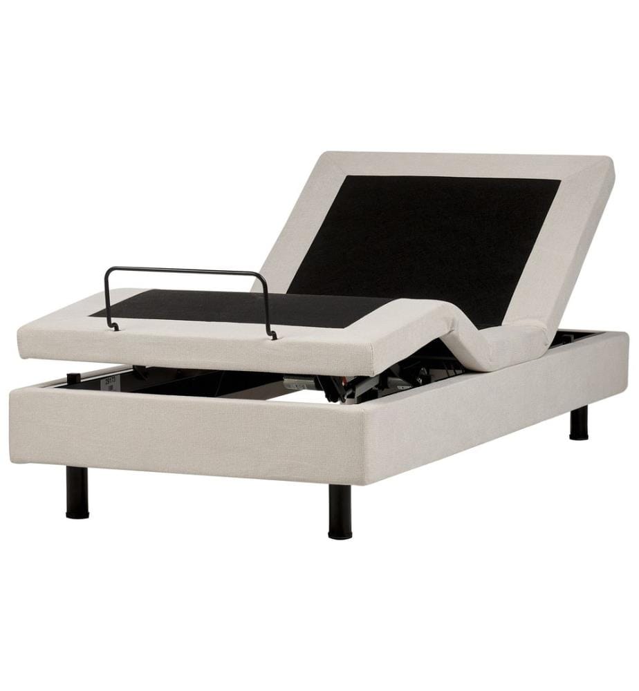 Lit réglable sans tête de lit Tissu CASTELLAN 90 x 200 cm Beige clair