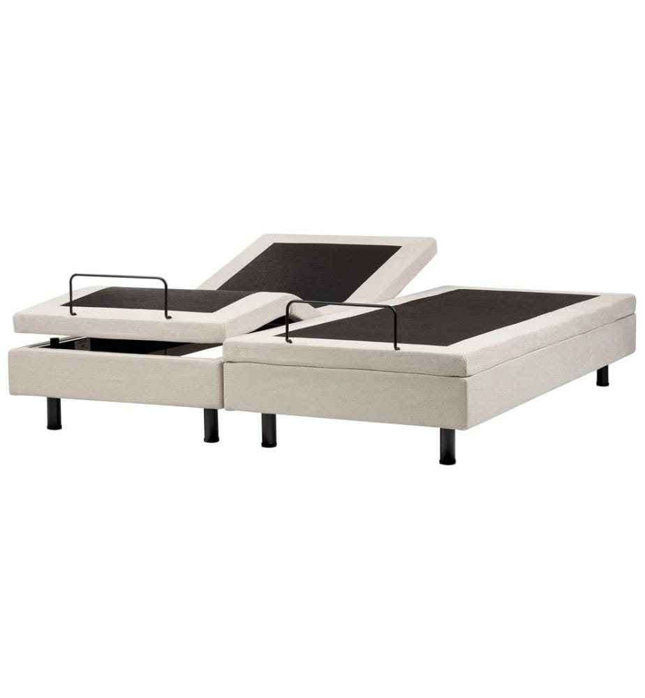 Lit réglable sans tête de lit Tissu CASTELLAN 180 x 200 cm Beige clair