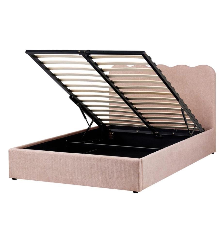Lit ottoman NANTERRE Tissu Rose pastel 140 x 200 cm