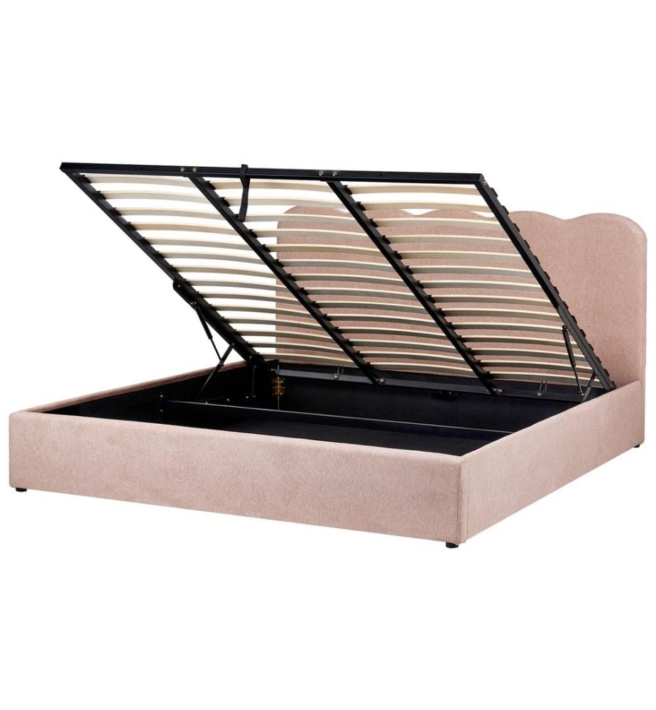 Lit ottoman NANTERRE Tissu Rose pastel 180 x 200 cm