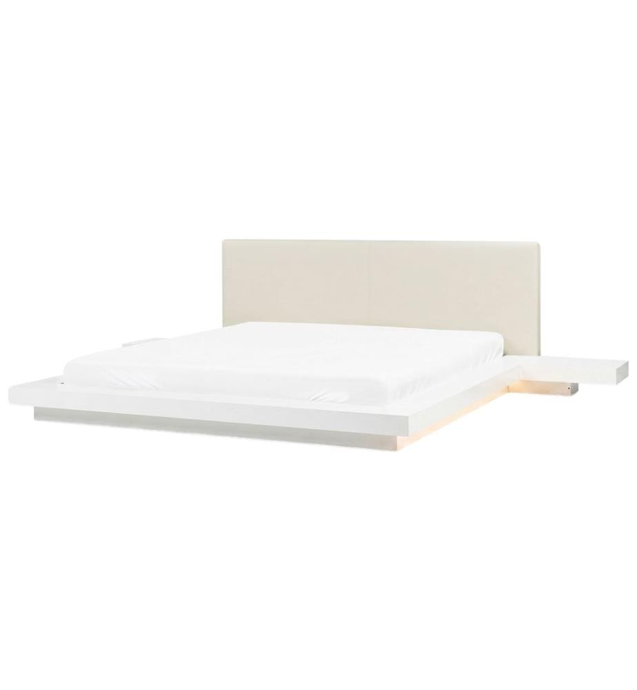 Lit avec LED Cuir PU ZEN 180 x 200 cm Blanc