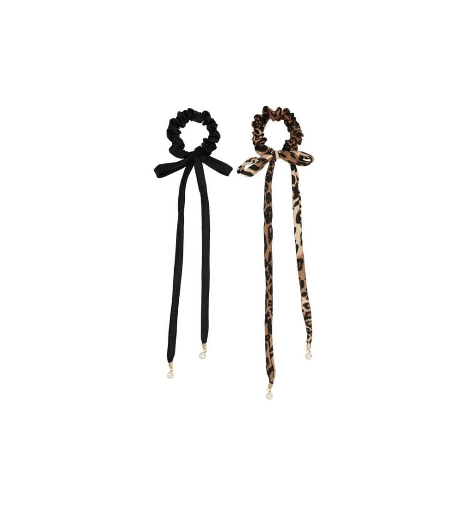 Trisa Accessoires - Set de chouchous avec rubans Noir/Léo