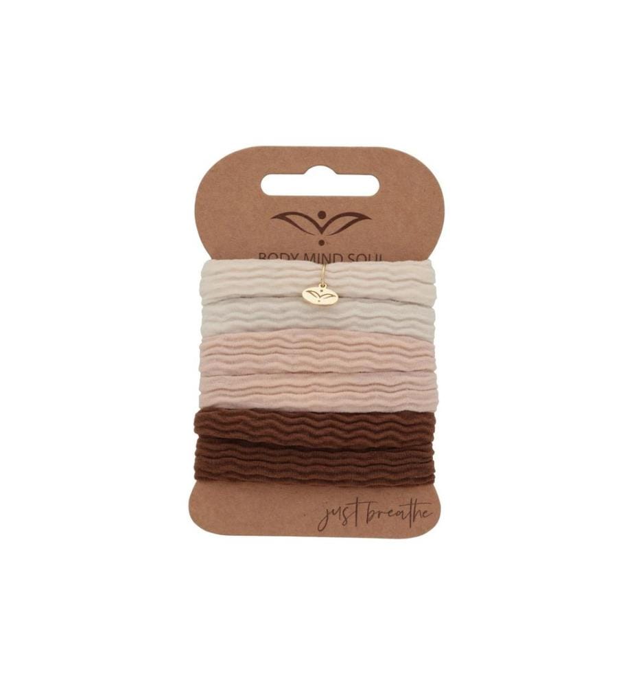Body Mind Soul - Élastique pour cheveux Yoga soft, crème, rose, marron 6 pièces