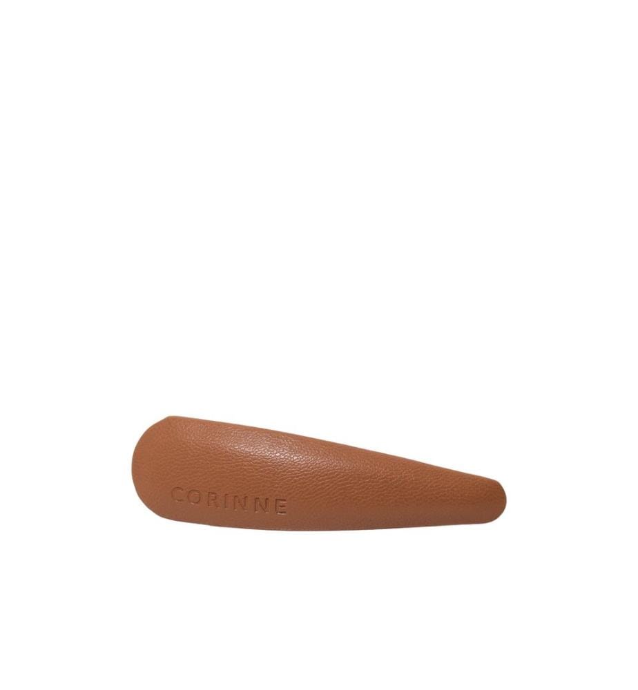 corinne - Barrette végétalienne Big Pince à cheveux en cuir végétalien Camel