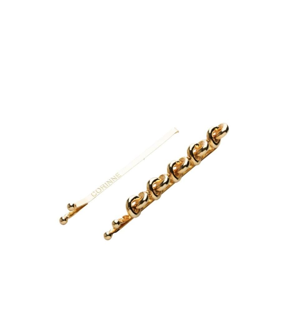 corinne - Hair Slider 5 Knots & Plain Gold