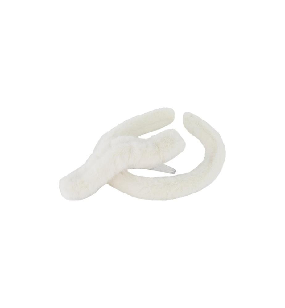 Trisa Accessoires Hairband & Hair Clip look fausse fourrure, blanc