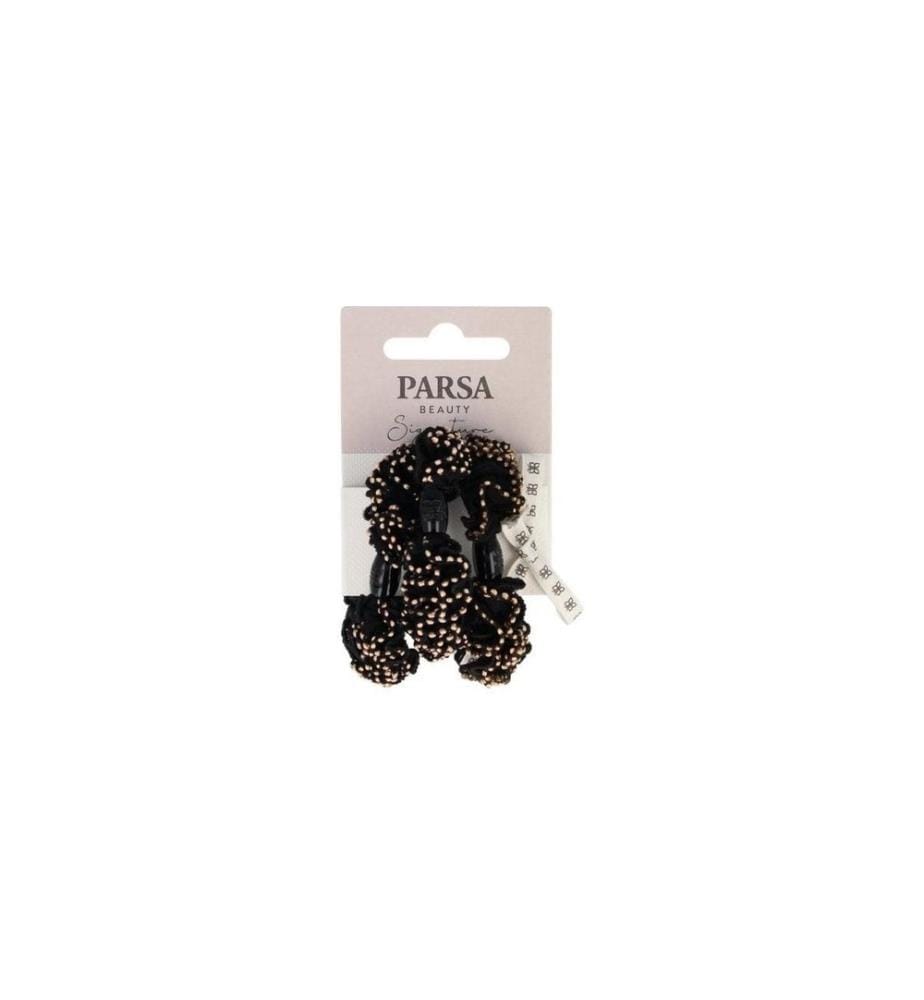 Parsa Beauty Chouchou pour cheveux, noir/or 3 pièces
