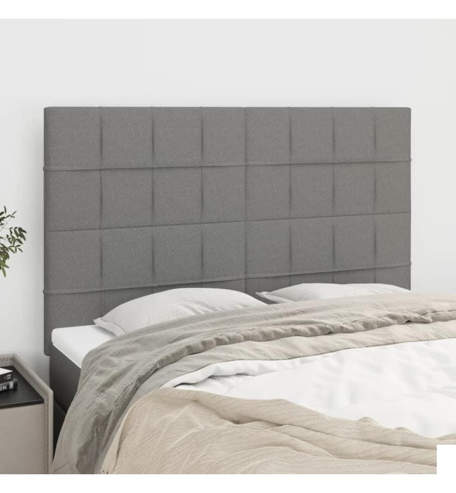 Têtes de lit 4 pcs Gris foncé 72x5x78/88 cm Tissu